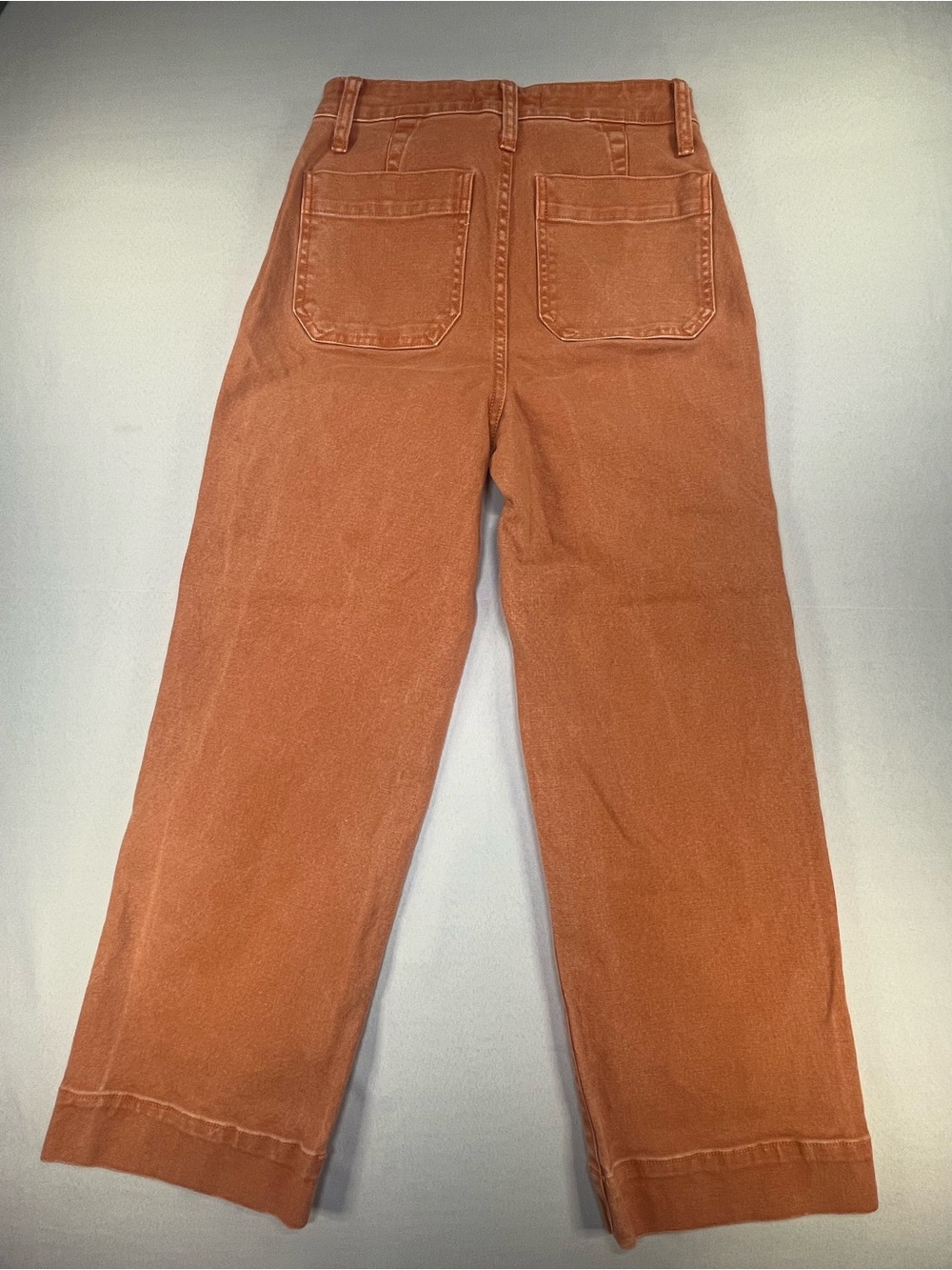 Madewell Emmett Wide Leg Crop Rust Orange Canvas High Rise Pants Size 25 - Picture 4 of 10